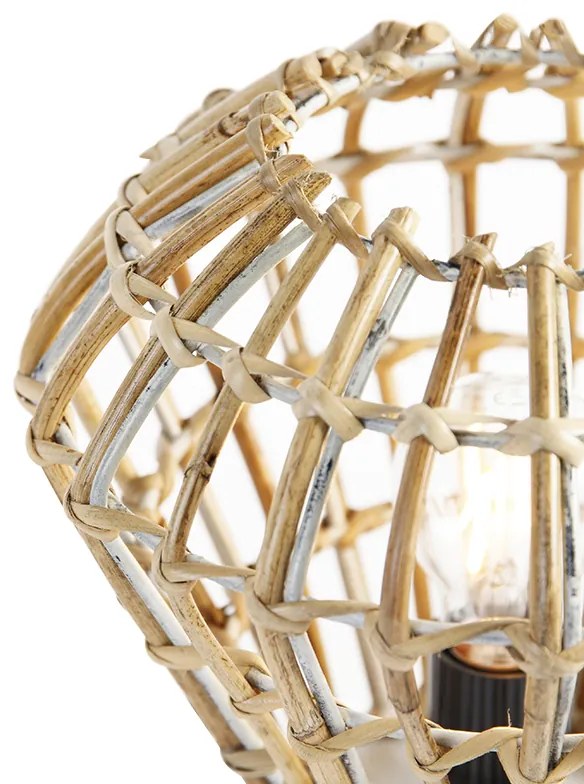Rustikálna stolná lampa bambusová s bielou - Canna Diamond