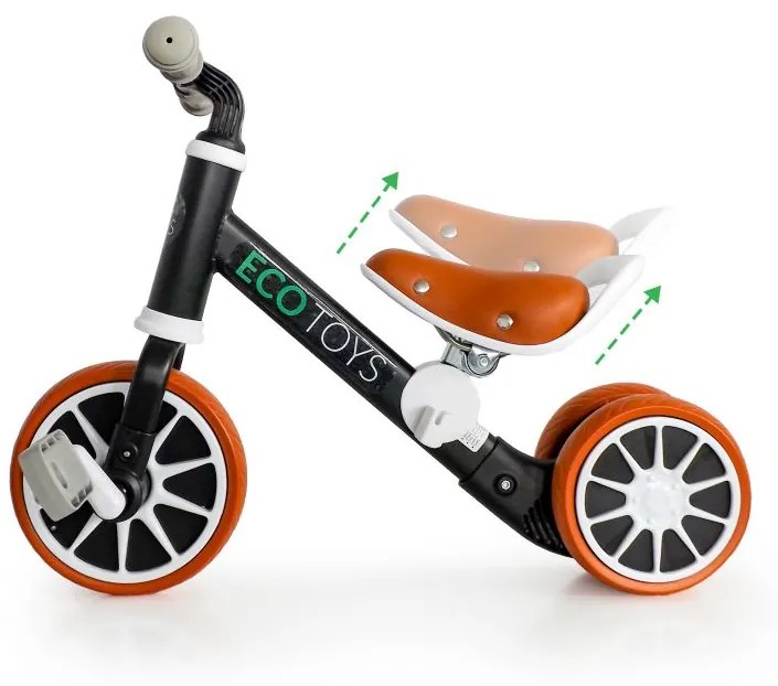 Detská balančná trojkolka v čiernej farbe Ecotoys