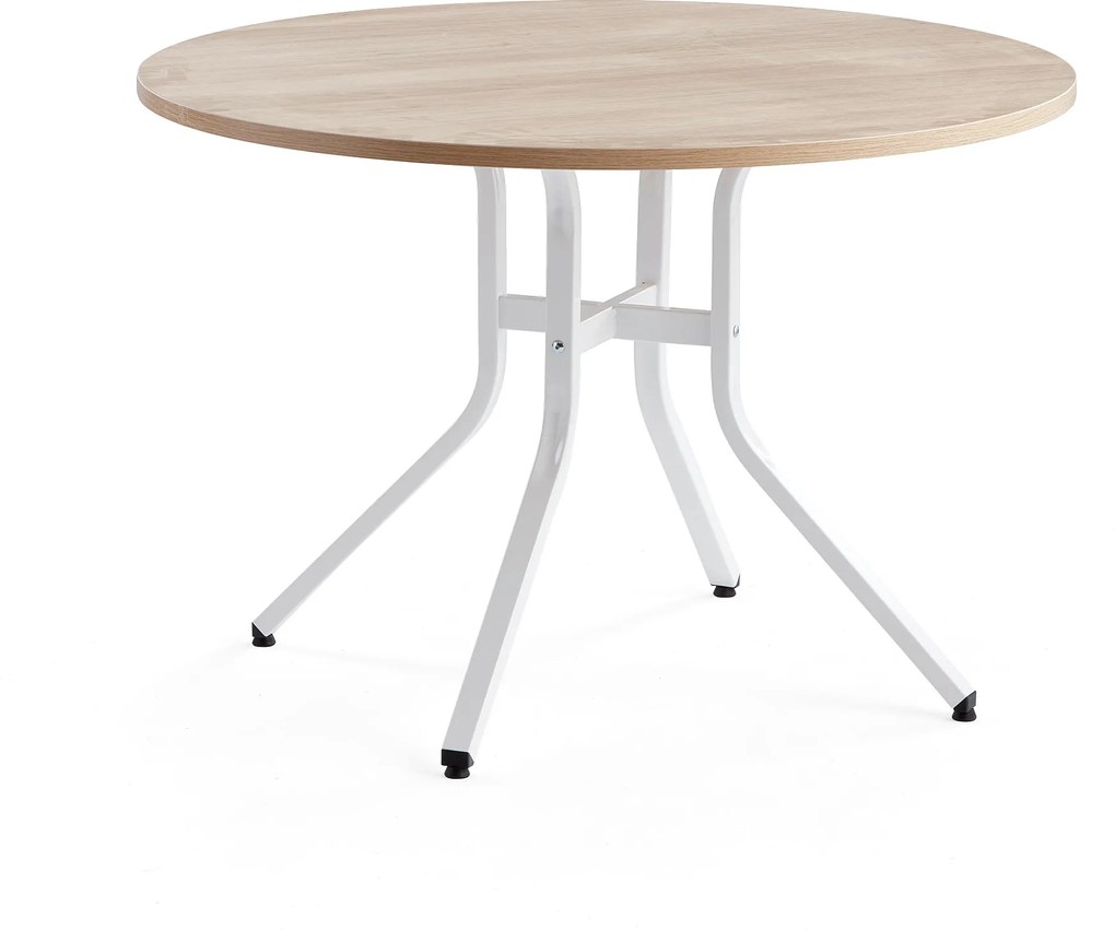 Stôl Various, Ø1100x740 mm, biela, dub