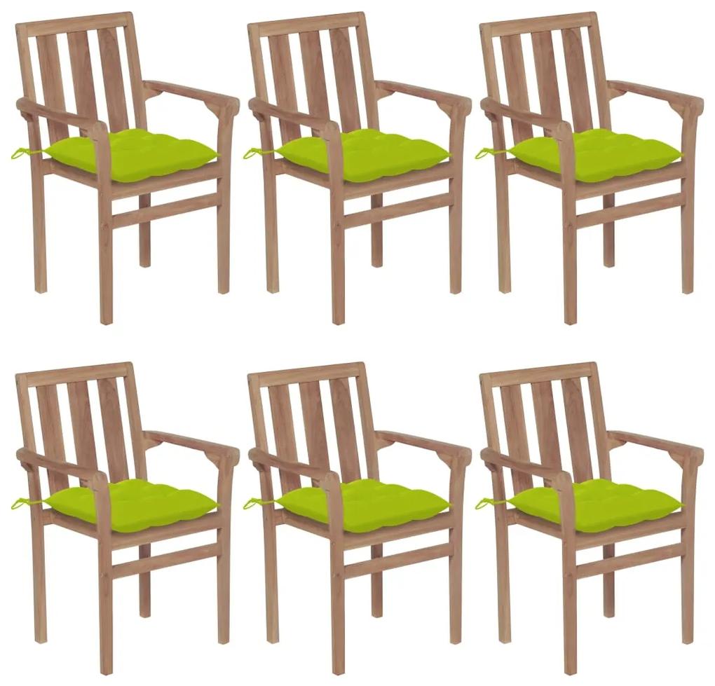 Stohovateľné záhradné stoličky s podložkami 6 ks tíkový masív 3073432