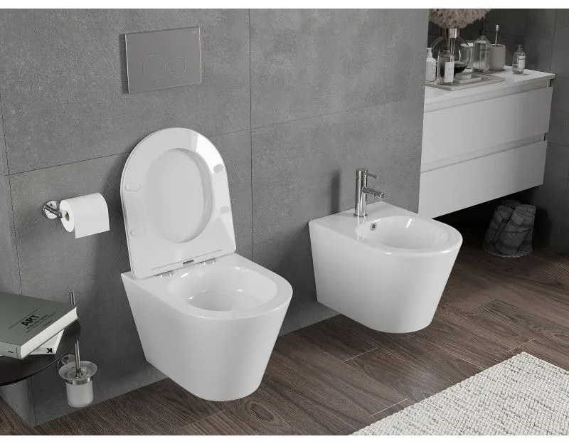 Mexen Rico, závesná WC misa 490x360x370 mm, Rimless Tornádo, biela lesklá, 3372XX00T