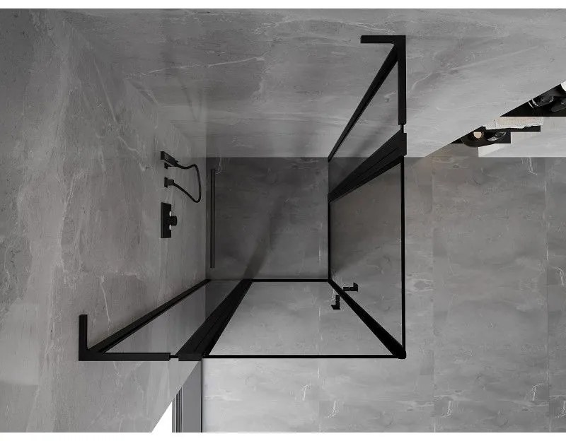 Mexen, Mexen Mist L Duo výklopný sprchový kút 110 x 110 cm, čierny rám - 8A4L-110L-110P-70-70