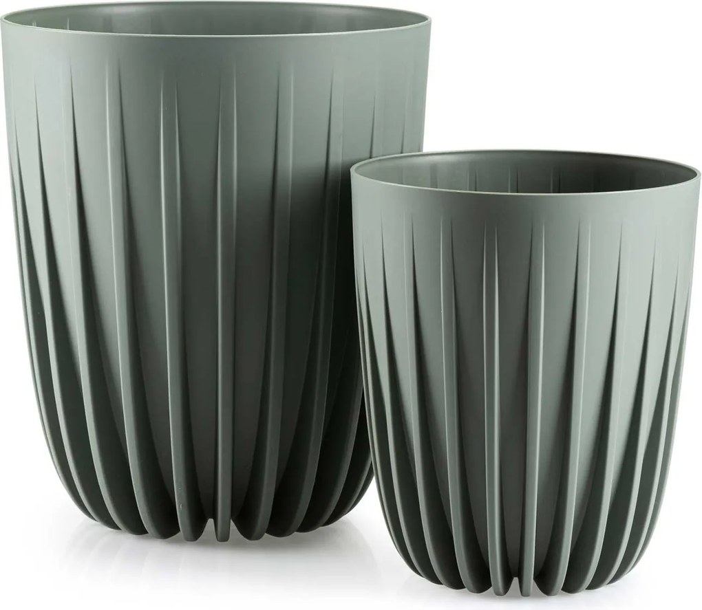 Květináč STRIPPED 19x22,6 cm šedozelený