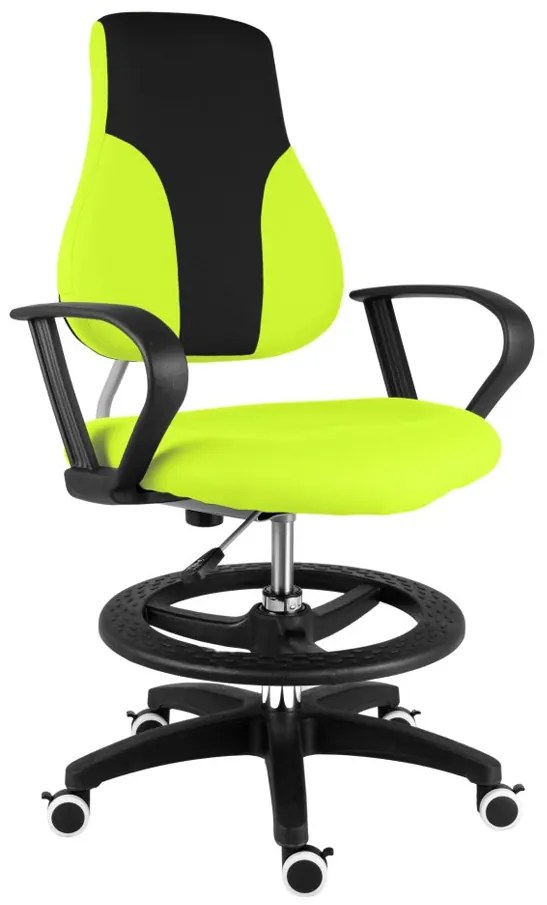 Detská rastúca stolička Neoseat KINDER — látka, čierna / reflexná zelená