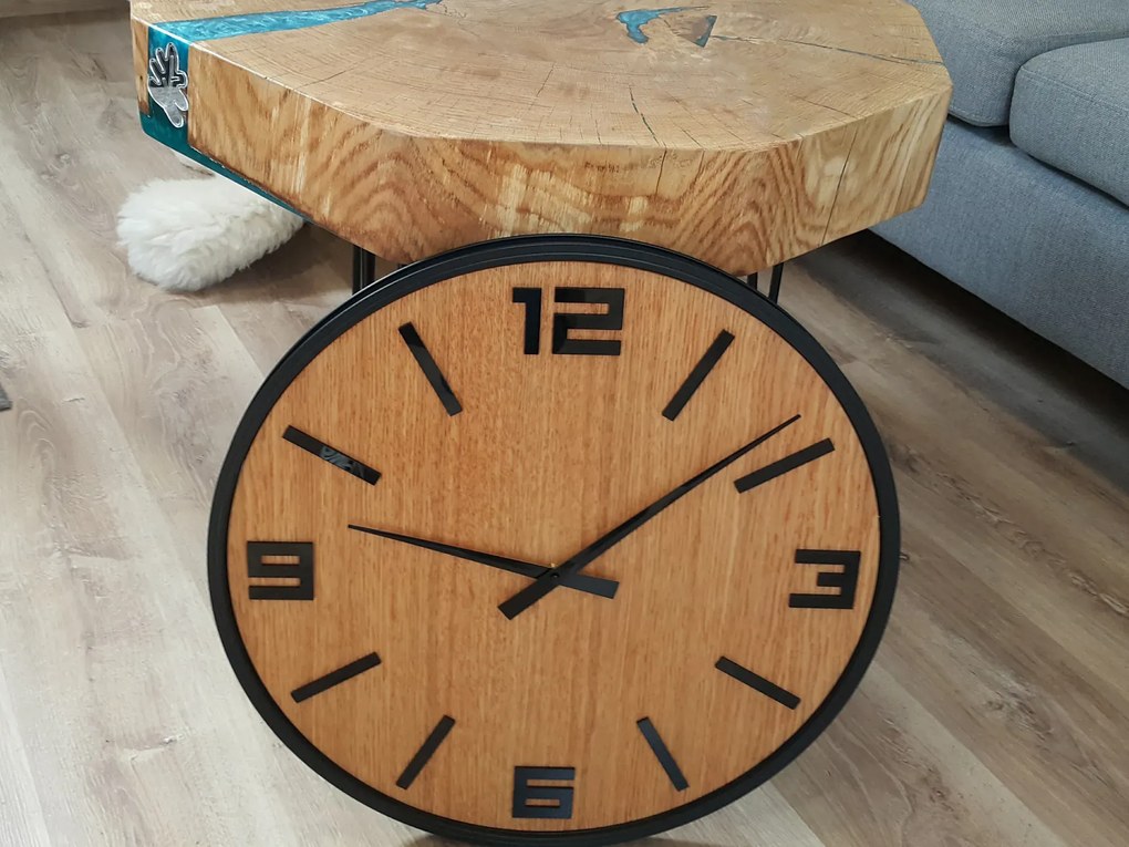 Drevené nástenné hodiny Arabik 50 cm dub prírodný/čierny