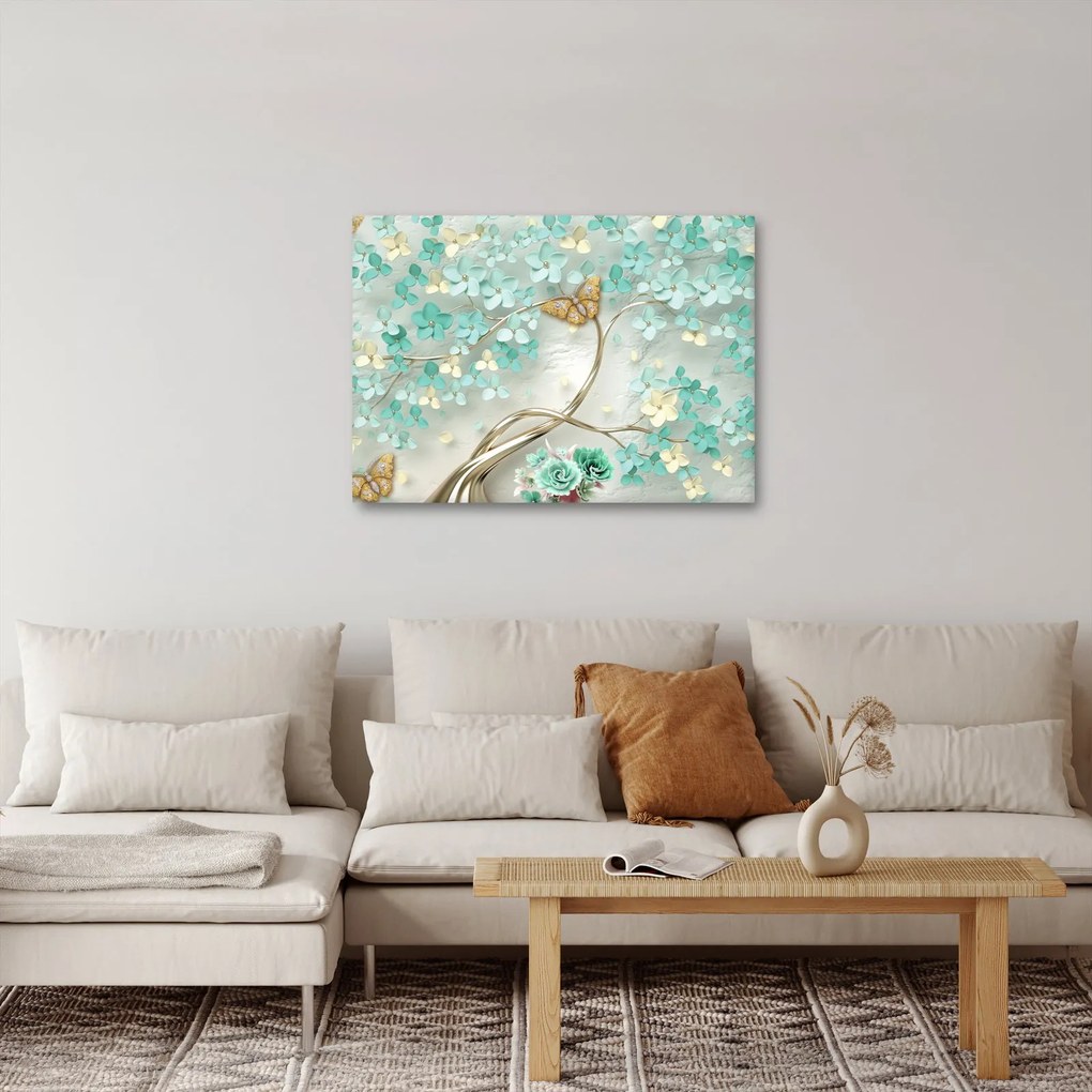 Obraz kvety s motýľmi (70x50 cm)