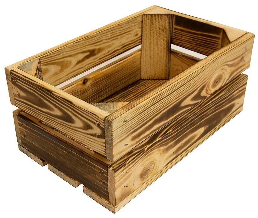 Drevená debnička opalovaná "S" 32x20x14 cm