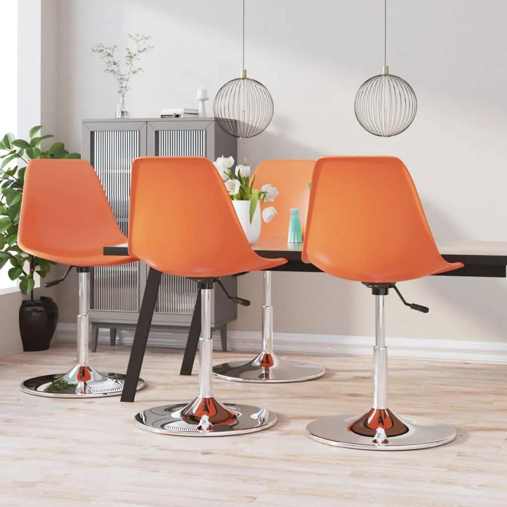 Otočné jedálenské stoličky 4 ks oranžové PP
