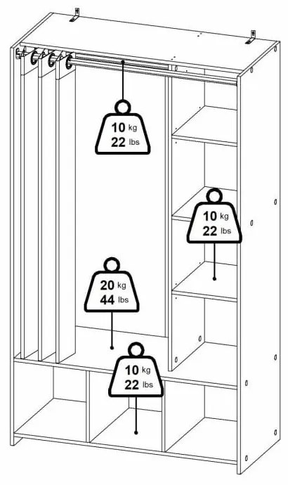 Bielo-sivá šatníková skriňa 105x180 cm Kit – Tvilum