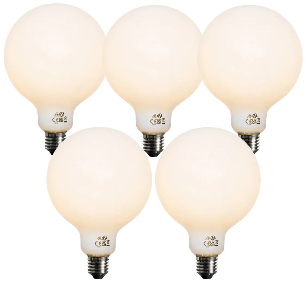 Sada 5 stmievateľných LED žiaroviek E27 Opal G125 5W 450 lm 2700K