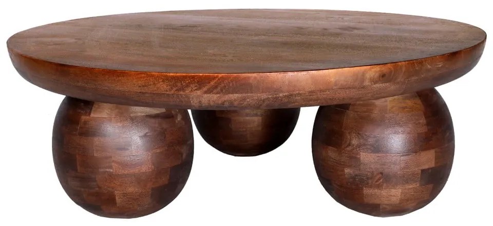 Hnedý okrúhly konferenčný stolík z mangového dreva ø 100 cm Ailen – MOME