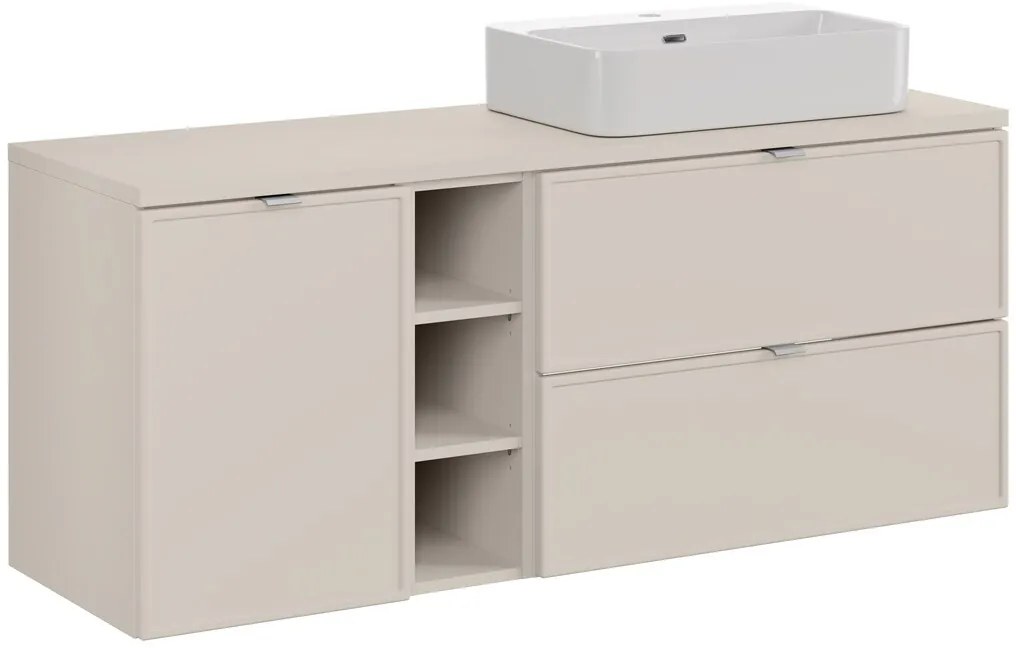 Závěsná skříňka Bella Cashmere Trust s deskou a umyvadlem 140 cm kašmírová