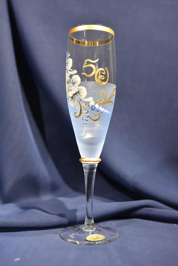 Výročný pohár na 50. narodeniny na ŠAMPANSKÉ - modrý 2. 180 ml