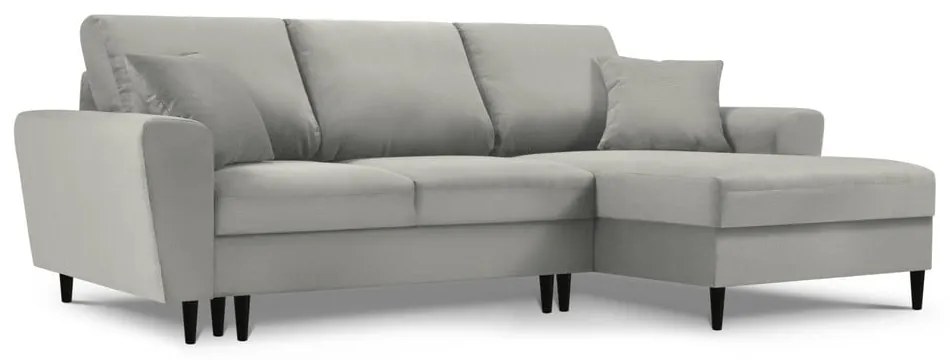 Svetlosivá menčestrová rozkladacia/s úložným priestorom rohová pohovka (pravý roh/s leňoškou) Kyoto – Cosmopolitan Design