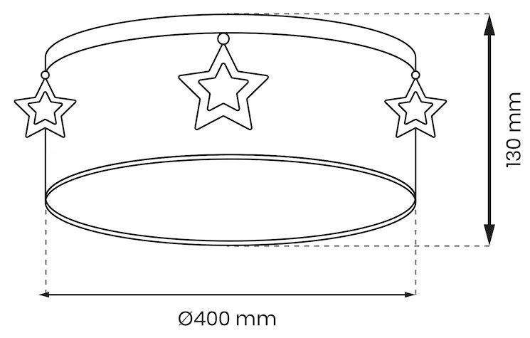 Detské stropné svietidlo Star, 1x biele/modré textilné tienidlo