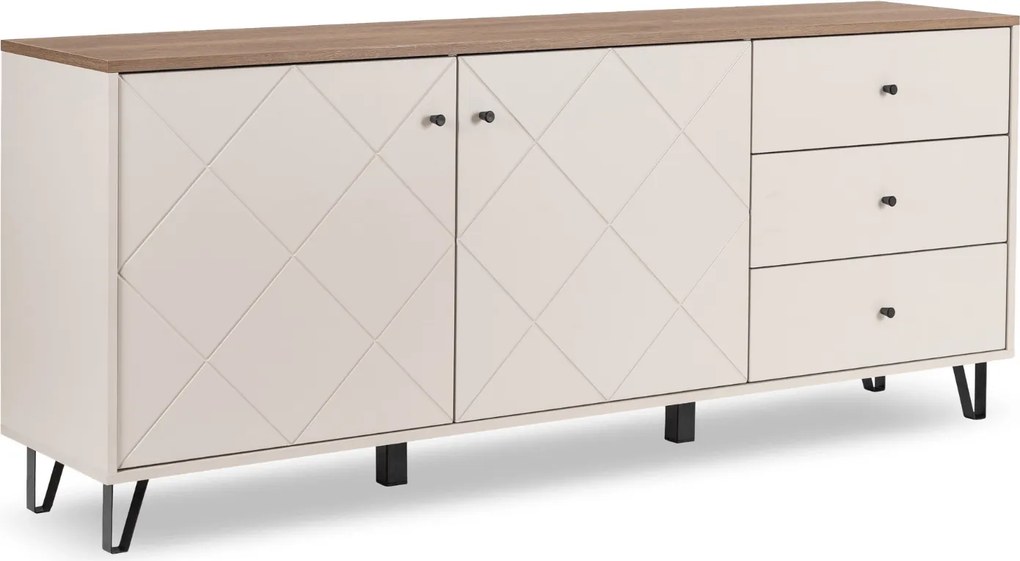 Vintino Komoda CELIA – 183 cm, kašmír/dub Castello