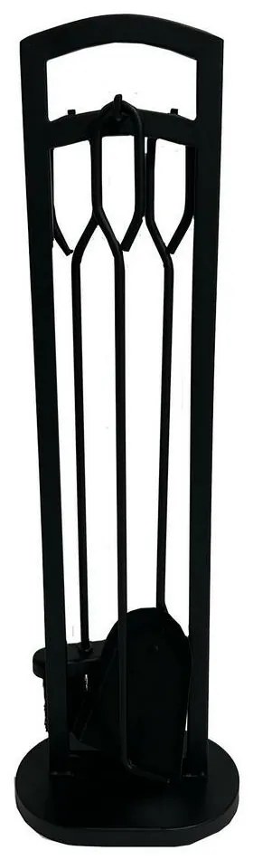 Súprava krbového náradia 70 cm, 3-dielna so stojanom, čierna, kov