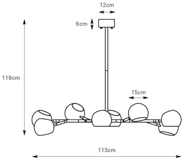 Markslöjd 108852 - Luster na tyči EDGAR 8xE14/40W/230V čierna