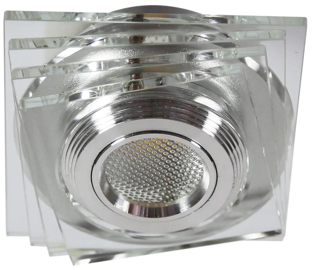 CLX Stropné moderné podhľadové LED osvetlenie HARA, 3W, teplá biela, hranaté, číre
