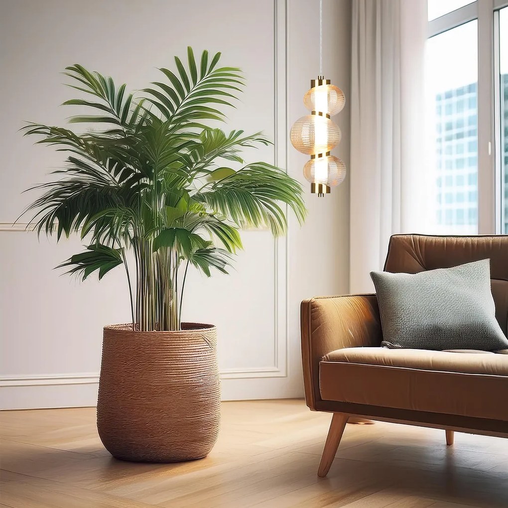 Závesné svietidlo Bolla, 3x jantárové sklenené tienidlo, g