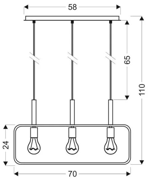 Luster na lanku FRAME 3xE27/60W/230V čierna