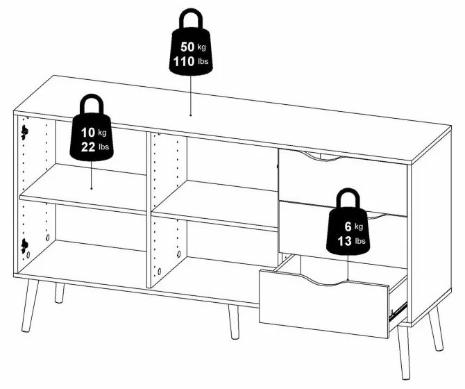 Biela komoda OSLO 75381 s 3 zásuvkami