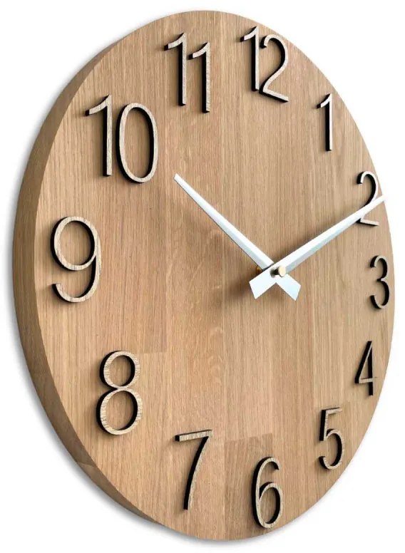 Elegantné nástenné hodiny z masívneho dubu I SENTOP MAS016-OSMO-3041-hands/silver