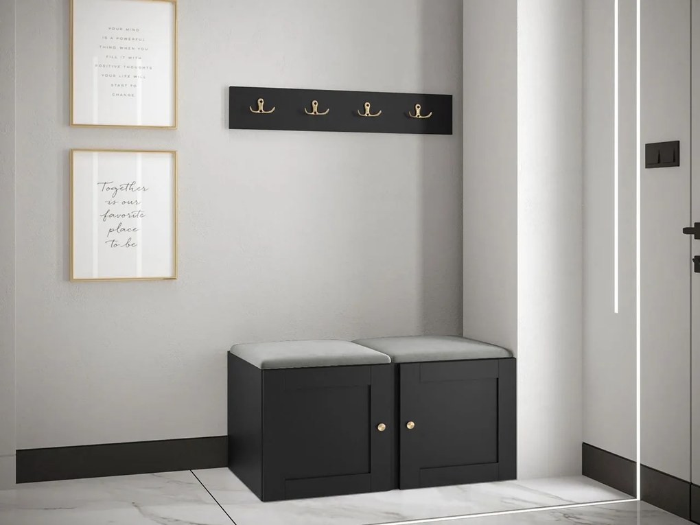 Predsieňová zostava Terospito VI, Farby: čierna, Farba čalúnenia:: ekokoža Soft 011 (čierna)