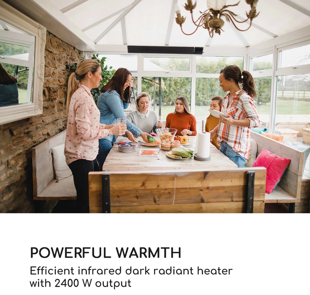 Blumfeldt Cosmic Beam Plus, infračervený terasový ohrievač, 2400 W, IP44, diaľkový ovládač, čierny