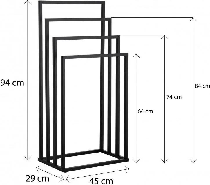 Stojan na uteráky - 4 ramenný - čierny