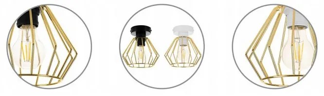 Loftová závesná lampa s drôteným zlatým odtieňom