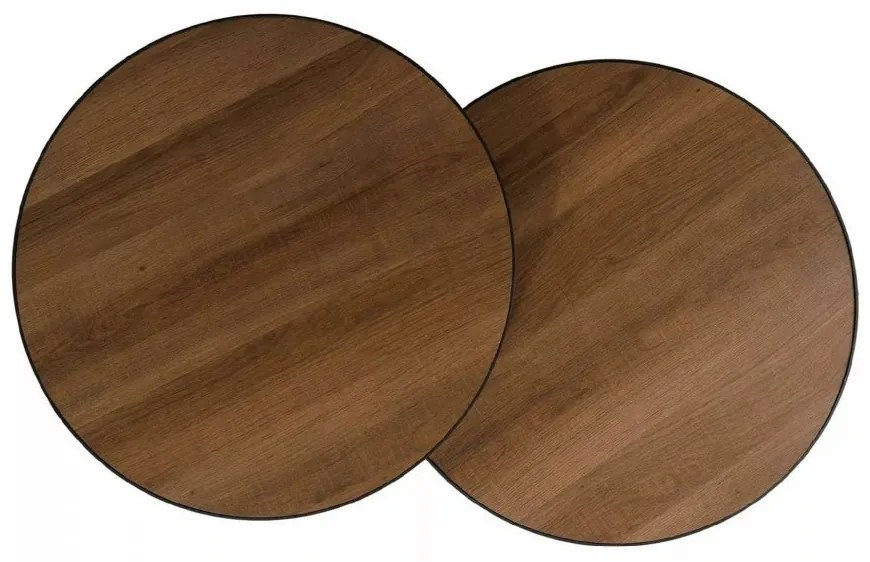 Odkladacie stolíky PENELOPE sada 2 ks Ø 50 cm, dekor orech