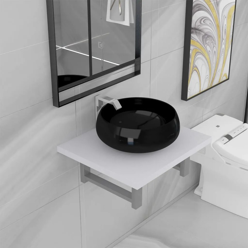 vidaXL Dvojdielna sada kúpeľňového nábytku biela keramická