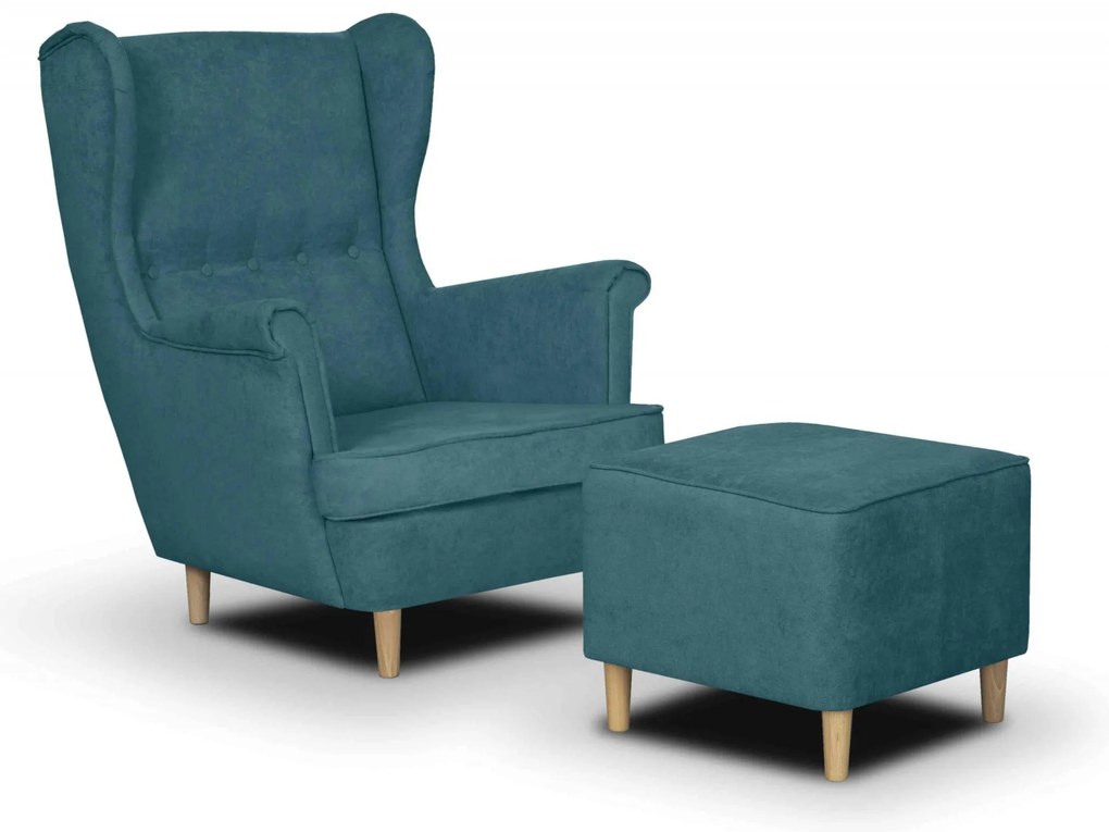 Křeslo Ušák ELI + Podnožka Zelená