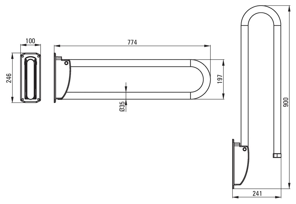 Deante Vital, nástenné sklopné kovové madlo 760 mm, oceľ kartáčovaná, NIV_041D