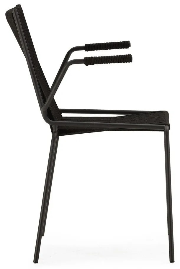 Čierne kovové jedálenské stoličky v súprave s podrúčkami/stohovateľné 2 ks Emily – Marckeric