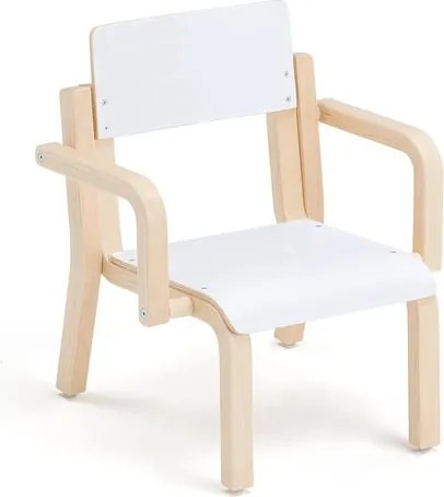 Detská stolička DANTE, s podrúčkami, výška 260 mm, breza/biela