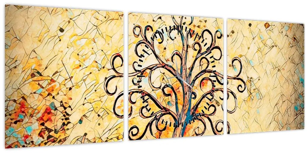Obraz - Mozaikový strom života (s hodinami) (90x30 cm)