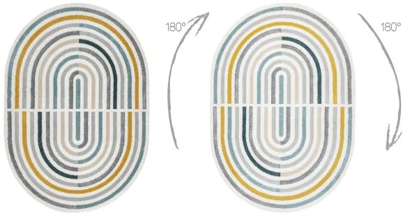 Koberec FUSION Shape 5711 biely / tmavozelený ovál