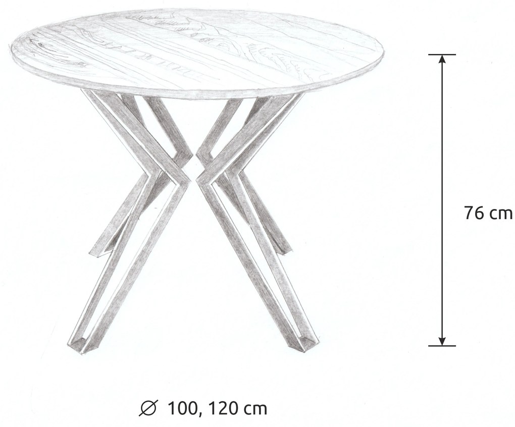 Wooded Jídelní stůl Atlanta z masivu DUB Průměr stolu: 120 cm +2.500 Kč, Barva kovu: Černá