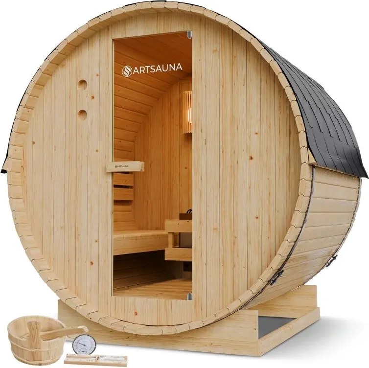 Fínska sudová sauna Ø 190 cm – vonkajšia, z masívu, 180 cm