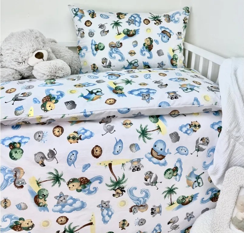 INTERMEDIC SK Detské obliečky 90x130/45x65 Ocean – morský vzor, bavlna, zips