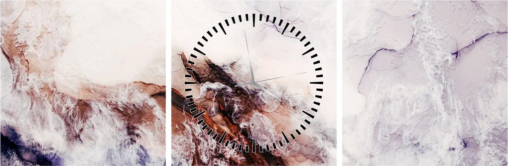Obraz - Fialový mramor N⁰1 (s hodinami) (90x30 cm)