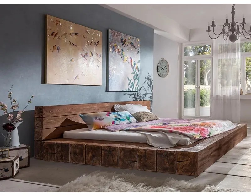 furniture-nabytek.cz - Masívny drvič postelí z mangového dreva, lakovaný, hnedý