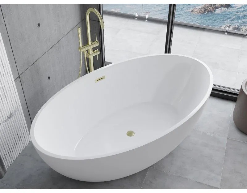 Mexen Nike, voľne stojaca vaňa 175 x 100 cm, biela, zlatý matný prepad, 54071751000-55