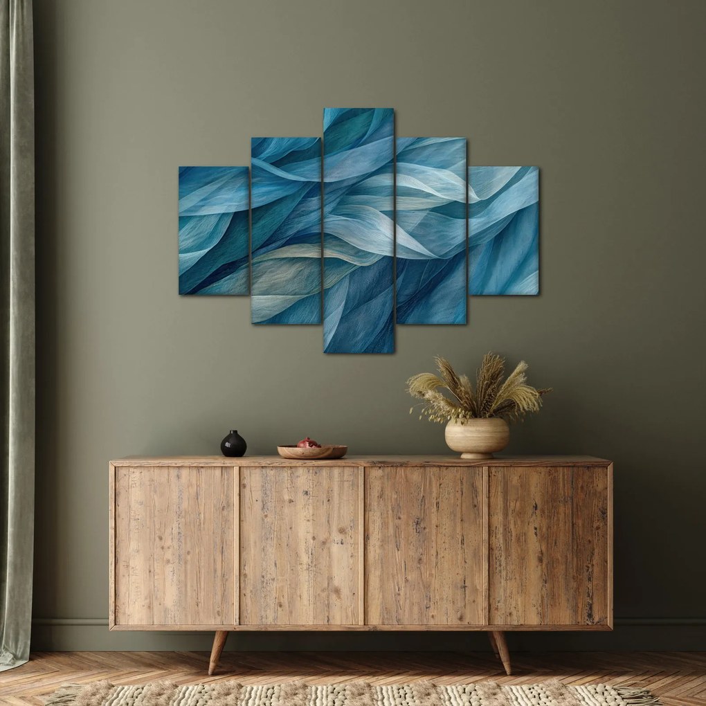 Obraz - Modrobiele vlnky (150x105 cm)