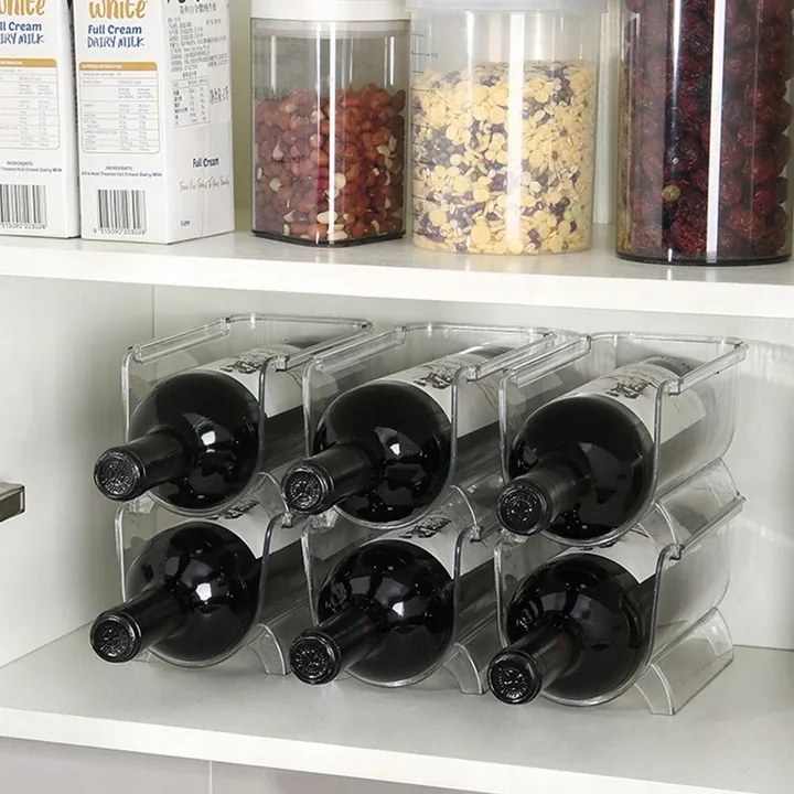 Stojan na fľaše, na víno, transparentný, do chladničky BINS