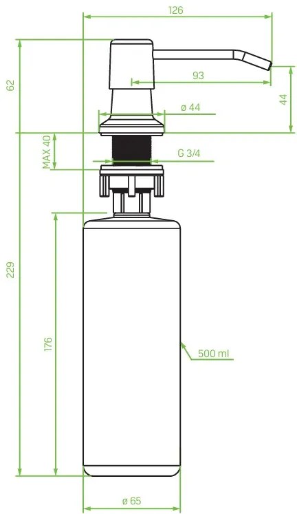 Laveo Drop, kuchynský dávkovač saponátu 500ml, grafitová, LAV-OKD_931T