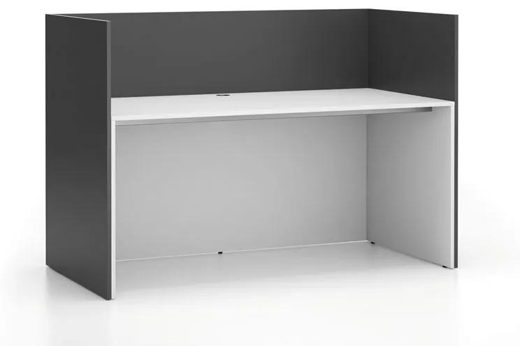 PLAN Kancelárska zostava single s paravánom SEGMENT, rovná, biela / grafitová