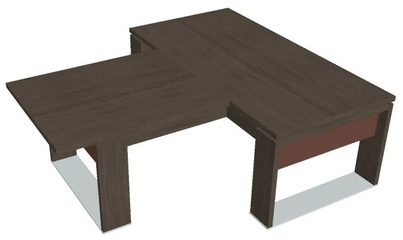Stôl Verno+ S 200 x 220 cm s rokovacím prvkom, dub antracit / hnedá